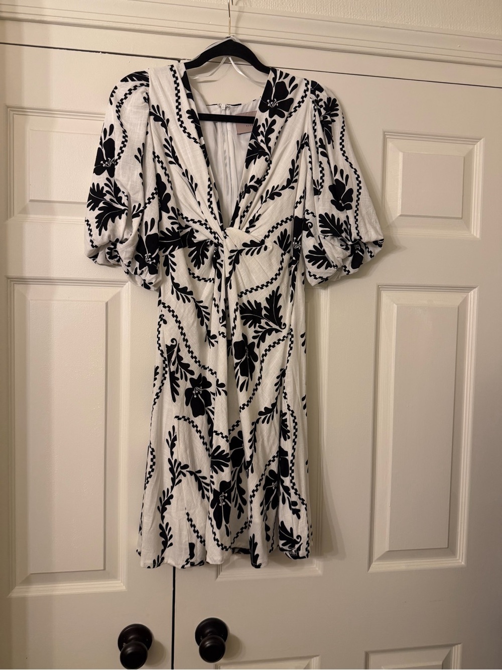 Women's Black & White Floral Mini Dress